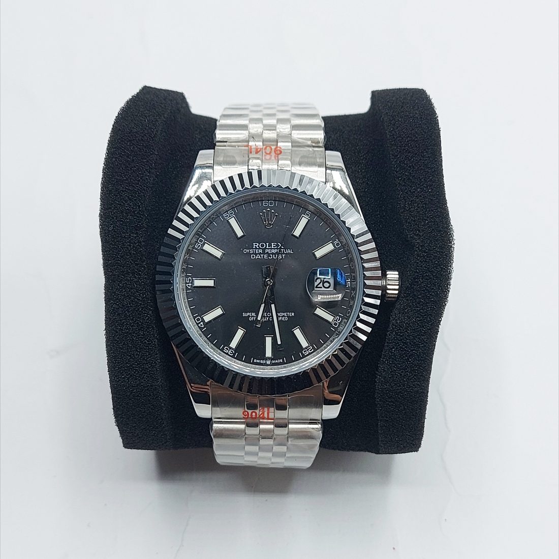 Rolex Datejust — Crni brojčanik, fluted bezel