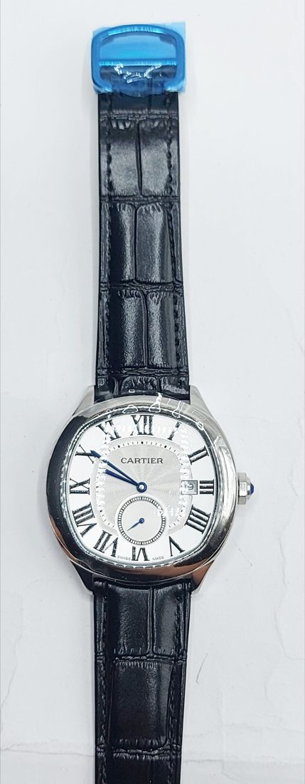 Cartier Drive de Cartier — Bijeli brojčanik, crni kožni remen