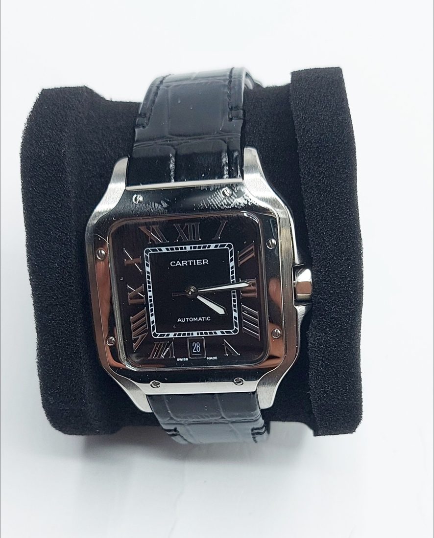 Cartier Santos de Cartier — Crni brojčanik, kožni remen