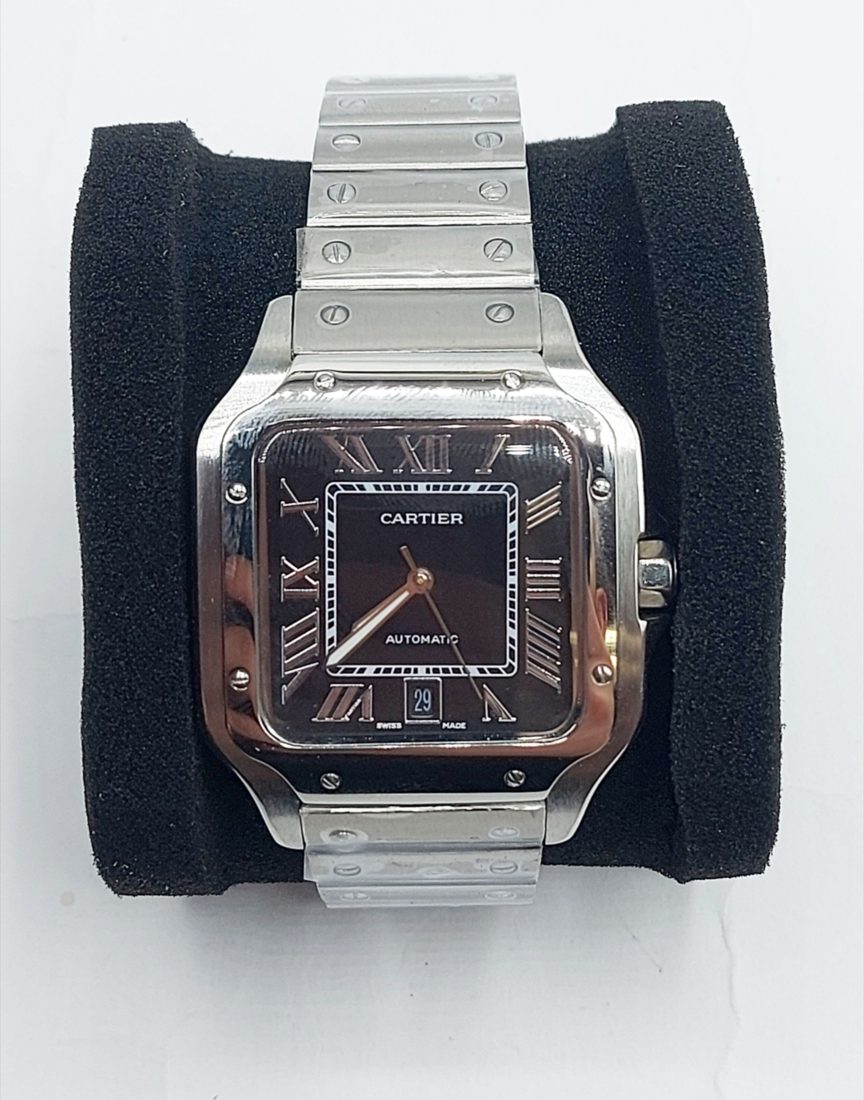 Cartier Santos de Cartier — Smeđi brojčanik, čelična narukvica